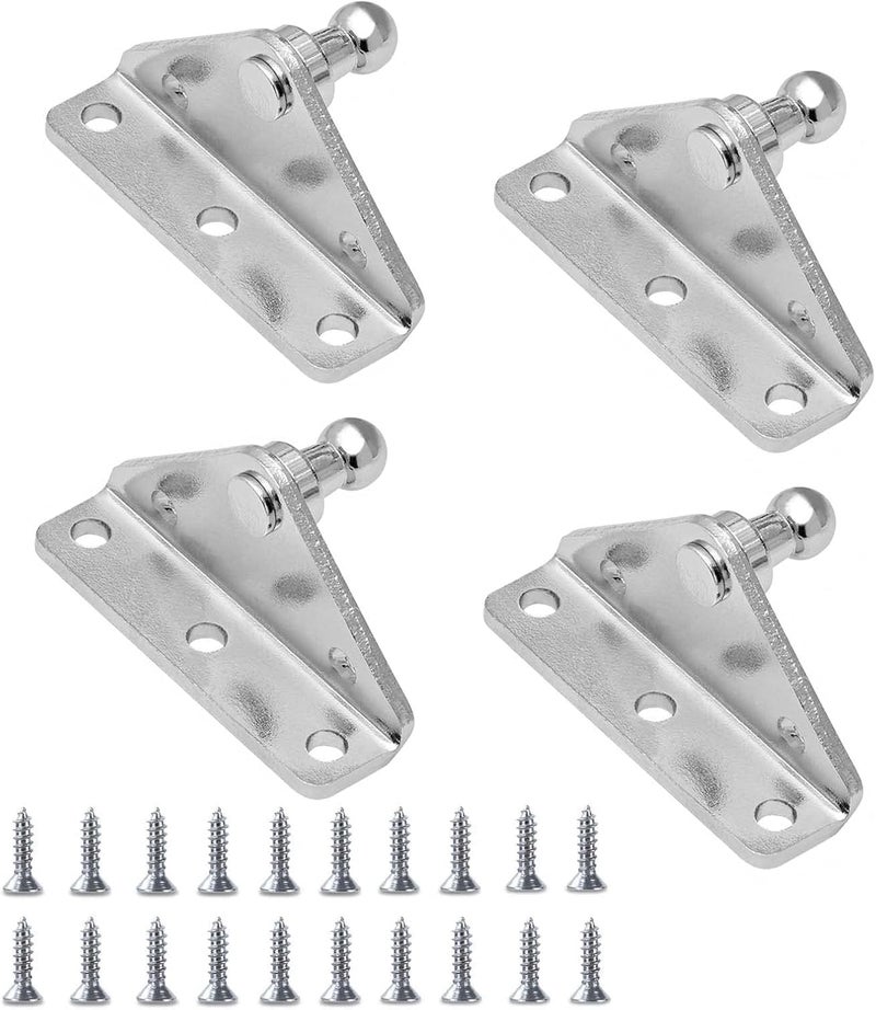 PAMAGOO Gas Strut Mounting Brackets 10MM Ball Stud, 4 Angled L-Type Mounts with 20 Screws, for Lift suooprt Gas Spring Struts Shock Mounting Kits, Silver - Image 1